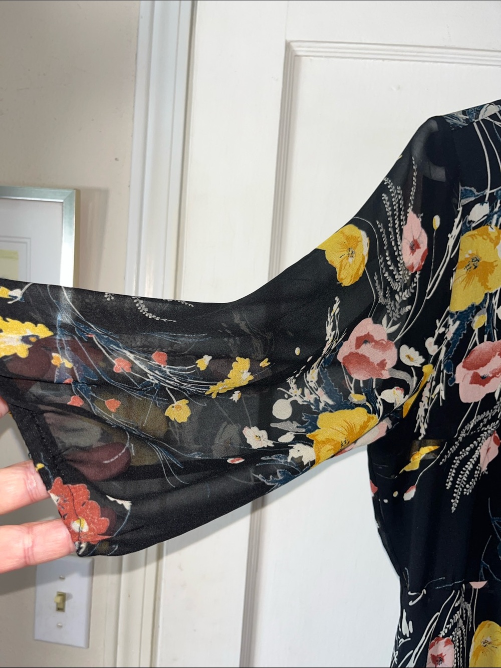 Baltic Born Women’s Black Floral Maxi Dress with Yellow & Pink Blooms XL - Picture 4 of 8